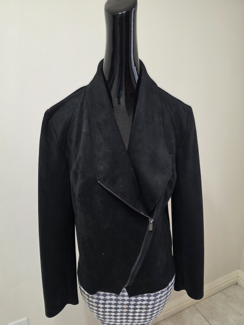 Philosophy Black Suede-Style Asymmetric Zip Jacket